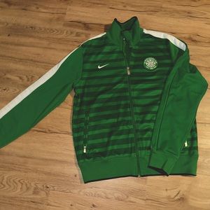 Green Striped Nike Celtic Football Club Track Jacket. Size Large.